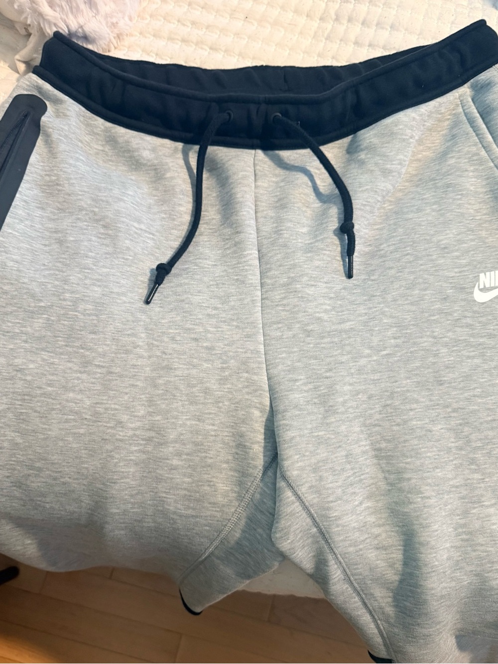 Nike Light Gray tech Sweatpants with Black Waistband